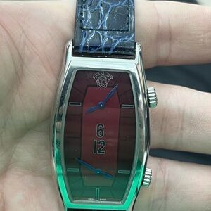 Versace Red Dial Dual-Time Love Time Watch